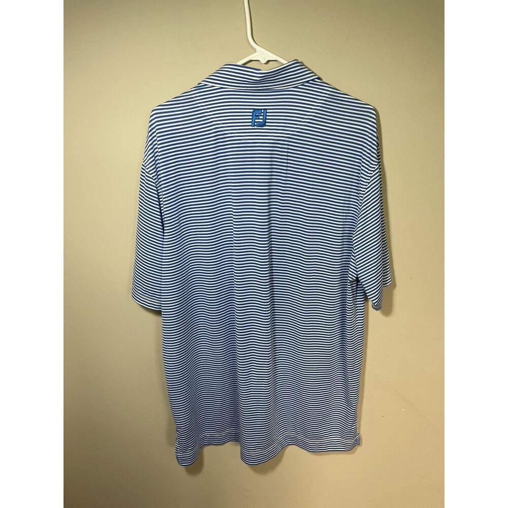 FootJoy FJ Golf Polo Shirt Blue White Stripe Stretch The Plantation Men's Size L - Picture 5 of 10